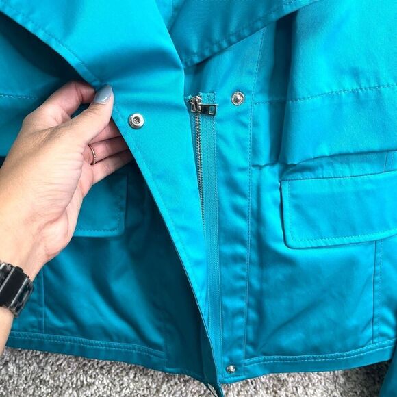 Carlisle Jacket Women’s 6 Turquoise Teal Blue Lightweight Short Moto Trench - Picture 3 of 7